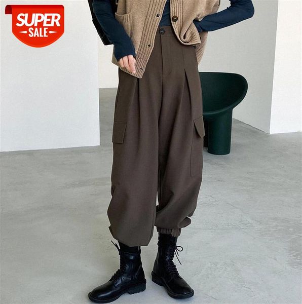 

taochuan women's drapery trousers with bf high waist loose and thin casual feet 1868 #mt58, Black;gray