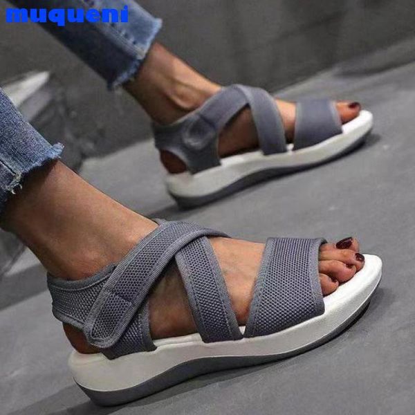 

sandals 2021 elastic band womens fashion casual sports women's shoes breathable platform women slides slippers, Black