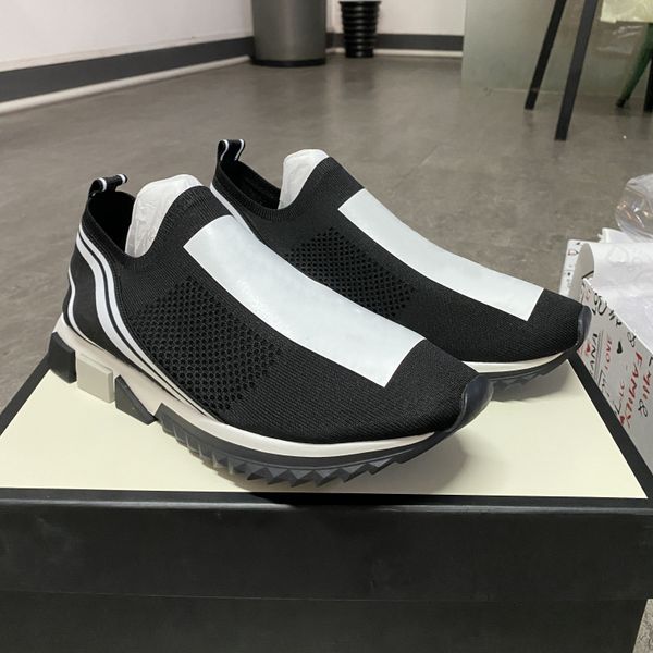 

mens sorrento sneakers designer stretch mesh knit sock shoes speed trainers women two-tone rubber sole slip-on casual shoe with box 001, Black