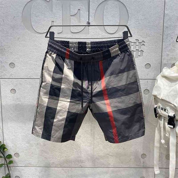

fashion brand shorts men's summer new fast drying trend beach sports leisure simple tooling plaid pants, White;black
