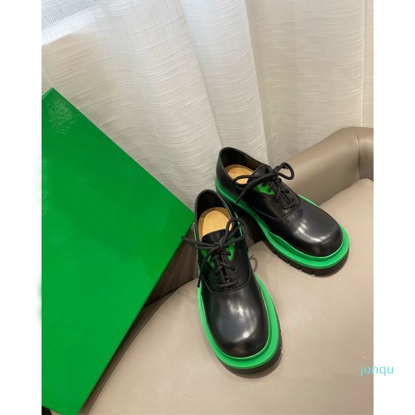 

wholesale- design slide womens famous shoes leather womens fashion martin formal shoes round head middle heel womens shoes, Black