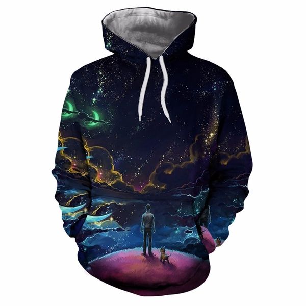 

trend personalized printing series men's pullover hooded sweater, Black