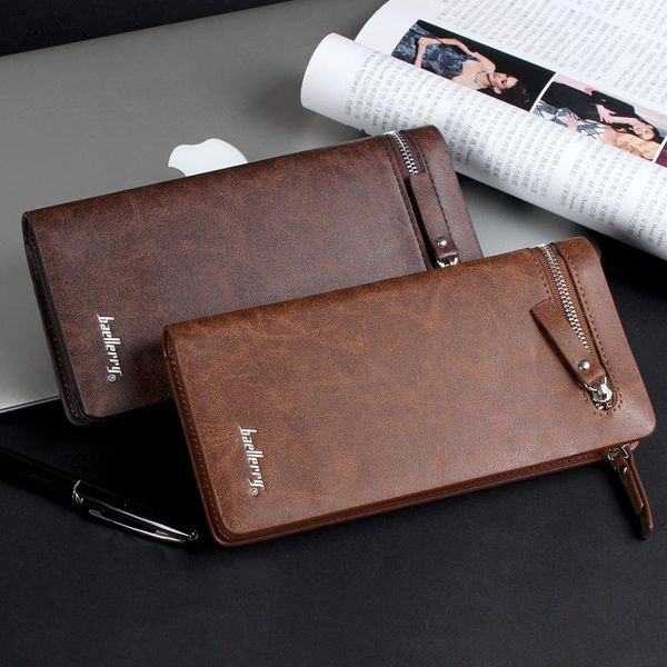 

wallets men's long pu leather vintage cellphone clutch multi-functional purse card coin holder 7-5, Red;black