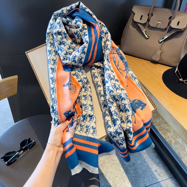 

luxury winter scarfs cashmere scarf pashmina for women brand designers warm fashion imitate wool long shawl wrap scarves 190*60cm, Blue;gray