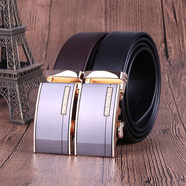 

new automatic buckle leather men's business leisure belt, Silver