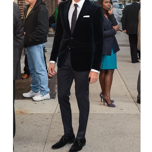 

men's suits & blazers fashion custom elegant style casual black velvet blazer slim fit groomsmen tuxedo for wedding beach party 2 prc (, White;black