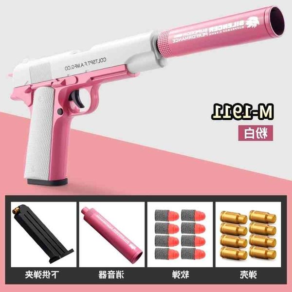 

5444m1911 glock eva soft bullet weapon pistol manual airsoft pneumatic gun with silencer military toy for children kid adult