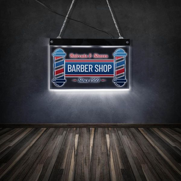 

wall lamp haircuts & shaves barber shop led electronic lighted display opening sign hairdresser hair salon acrylic edge-lit light