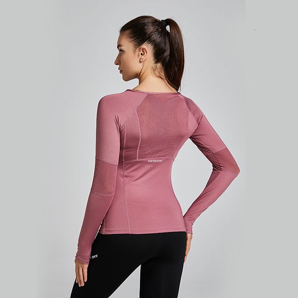 

fit yoga and slim summer autumn winter running fast dry fitness suit sports t-shirt long sleeve, Gray