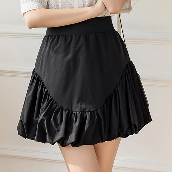 

skirts ball gown black skirt womens elastic high waist casual mini female korean fashion women clothing 2021 summer short