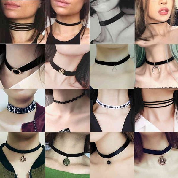 

handmade veet lace vintage choker necklace for women collar torques neck jewelry black boho stretch yin yang charm gothic punk, Silver