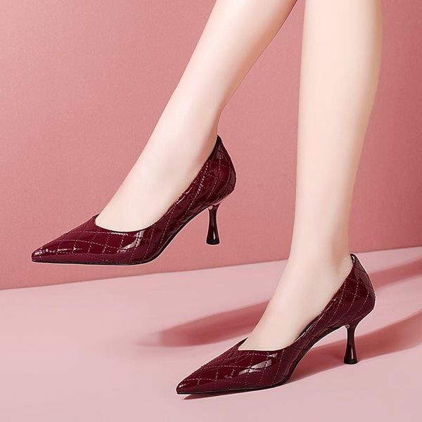 

thin heel pointed toe high heels real genuine leather women shoes spring fashion tacones mujer dress, Black