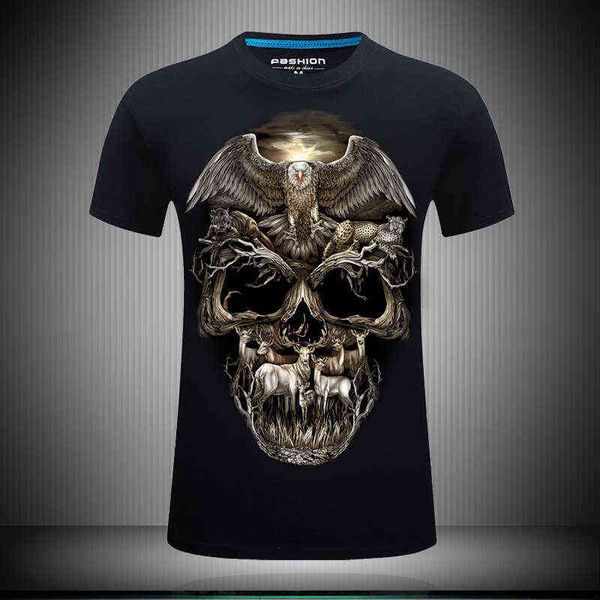 

men's t-shirts summer eagle skull 3d short sleeve large print, White;black