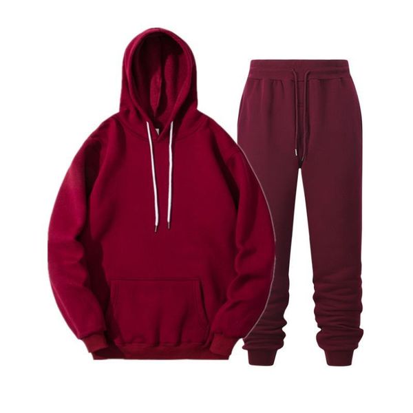 

men's hoodies & sweatshirts winter suits men fashion fleece red hoodie black brand pants casual jogger suit tracksuit sweatshirt woman