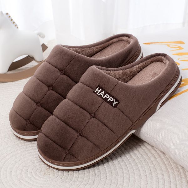 

2022 mens slippers bedroom lovers winter plush slippers warm home cotton shoes indoor house womens slides male plus size 45, Black