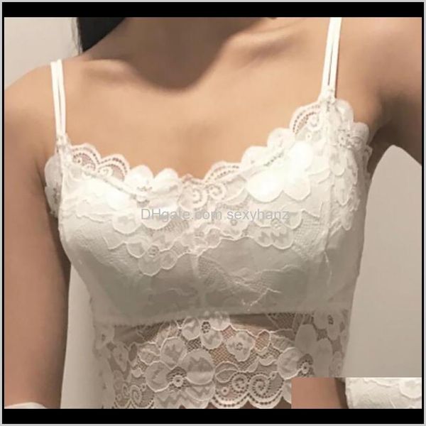 

bras womens underwear apparel drop delivery 2021 1pc women v-neck lace floral hollow vest bra blouses tank crop cropderwear dro, Red;black