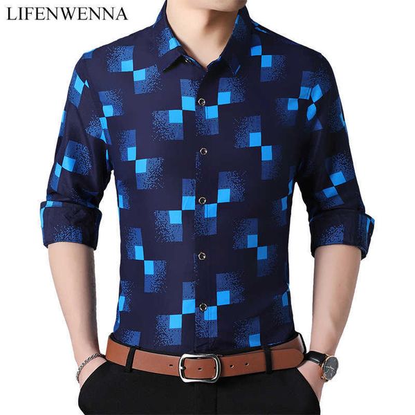 

plaid shirts men fashion autumn button down long sleeve casual business social shirt plus size 6xl 7xl office shirt men 210528, White;black