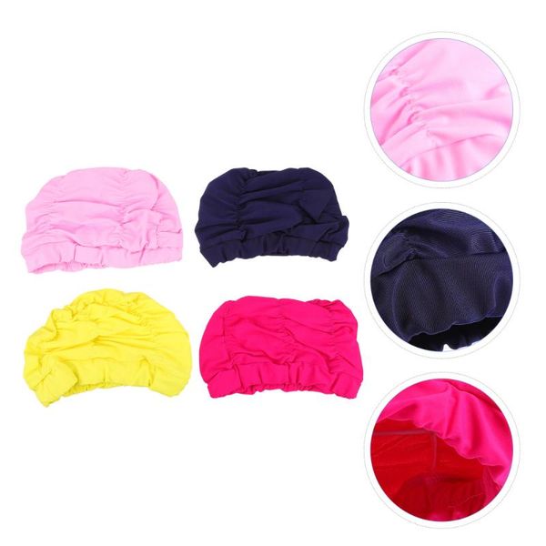 

shower caps 4pcs color pleated adorable swimming waterproof elastic swim