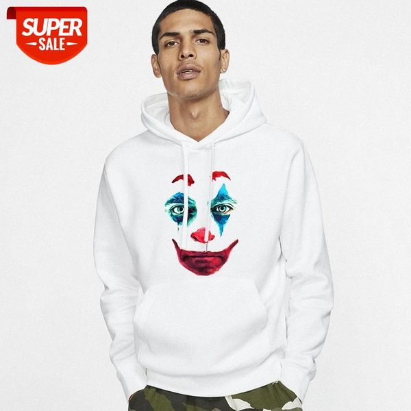 

joker clown print long sleeve sweater fleece hoodie white sportswear #za2p, Black