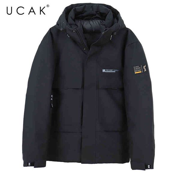 

ucak brand 90% white duck hooded et clothing men winter new arrival classic plus size casual down coat u8336, Black;white