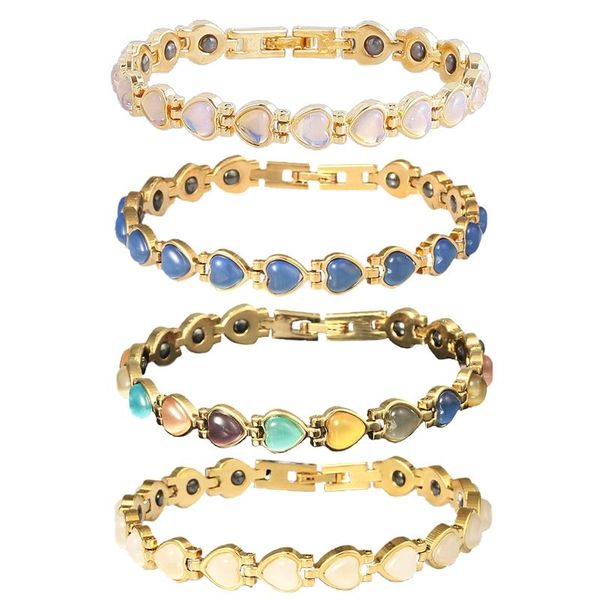 

charm bracelets 1pc women fashion love heart zircon stone female gold chain bangles party jewelry valentine's day gifts, Golden;silver