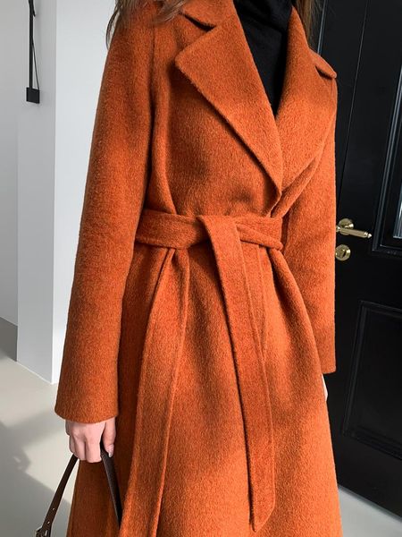 

women's wool & blends set limit to high end season clearance al suit collar female double sided cloth cashmere coat, Black