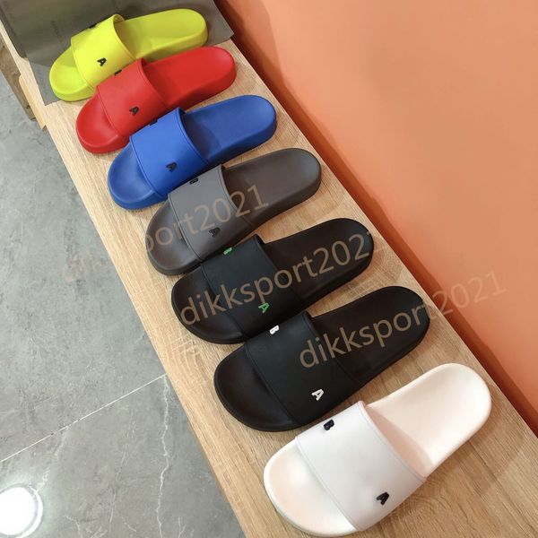 

fashion mens womens sandals slippers summer outdoor home slides wide flat slipper flip flops with box, Black