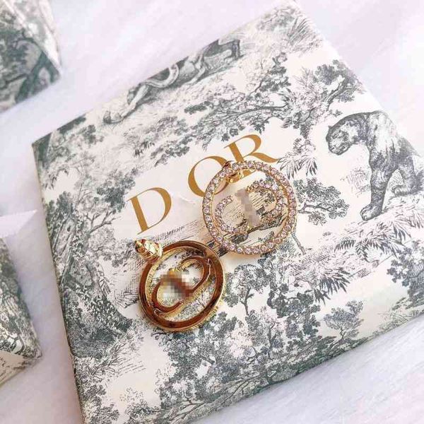 

70% off 925 silver needle letter inlaid stone full diamond earrings high version earrings female dtna, Golden