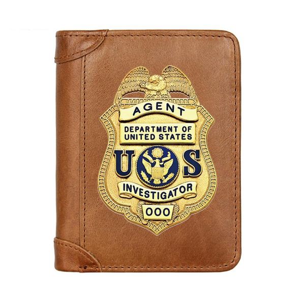 

wallets vintage luxury us agent investigator male genuine leather men wallet credit business card holders purses women money bag, Red;black