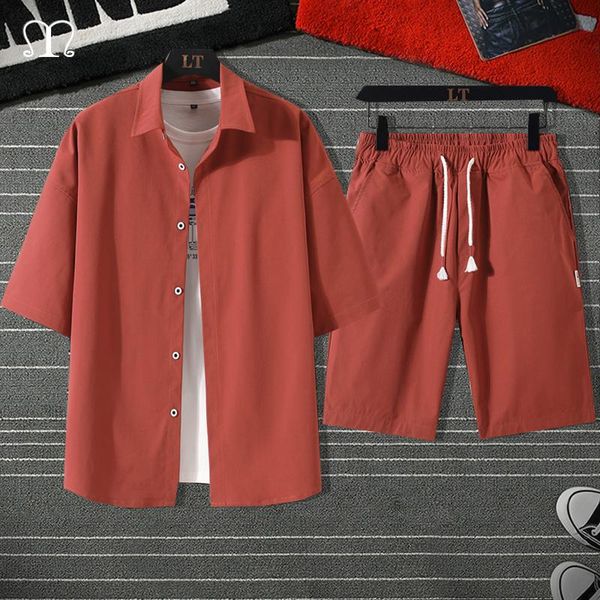 

men's tracksuits track suits mens sweatsuit tracksuit fashion short sleeve shirts shorts male sportswear set solid summer casual street, Gray