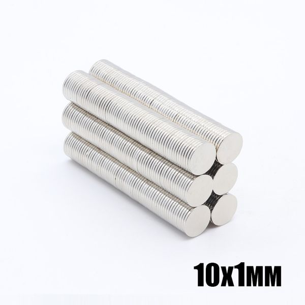 Commercio all'ingrosso - In magazzino 100pcs forti magneti rotondi NdFeB diametro 10x1mm N35 magnete permanente al neodimio in terre rare / magnete fai-da-te