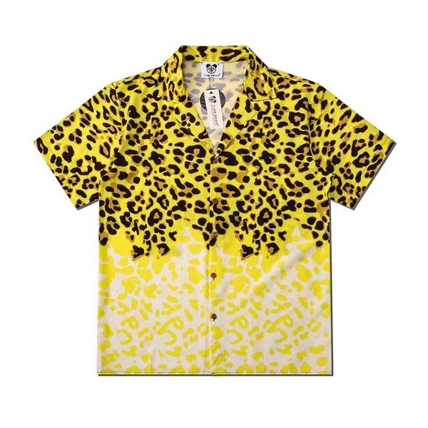 

men's casual shirts 2021 summer mens leopard print shirt lovers fashion ins short sleeve cool thin loose hawaiian beach harajuku lapel, White;black