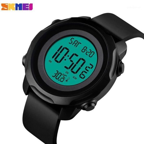

men's watches men clock watch digital sport chrono calendar electronic 50m waterproof body temperature measurement wristwatches, Slivery;brown