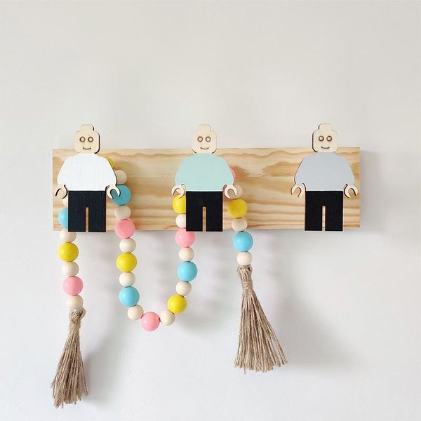 

nordic wooden hooks kids robot shaped coat rack boys bedroom decorations hat bag wall hanger ornaments nursery home dÃ©cor & rails
