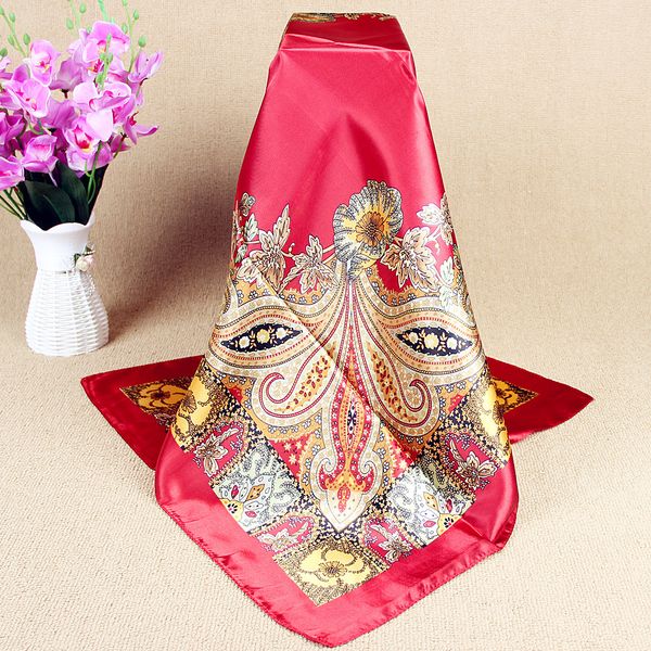 

scarve cashew flower profsional 90 sunscreen shawl imitation square silk scarf, Blue;gray