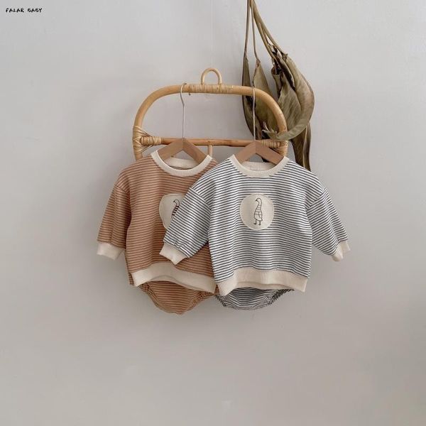 

clothing sets born baby girl clothes set 2021 fashion long sleeve striped kids boys spring autumn cotton shorts outfits, White