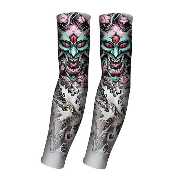 

elbow & knee pads uv sun protection arm sleeves outdoor sports compression cooling sleeve ice silk covers unique tattoo gift, Black;gray