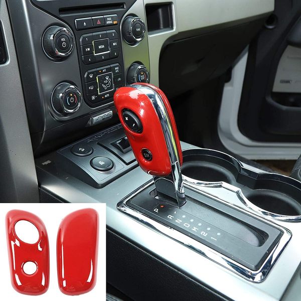 

car gear shifter head cover shift knob bezel for ford f150 raptor 09-14 abs red