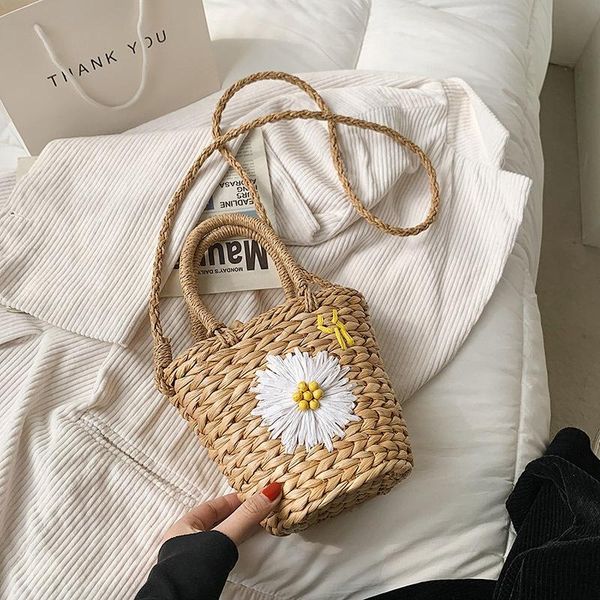 

evening bags casual small daisy straw bag ladies handmade handbag fashion rattan crossbody summer shoulder women tote