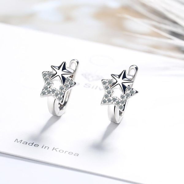 

dangle & chandelier silver plated simple zircon star earrings suitable for women fashion wedding jewelry engagement accessories christmas gi