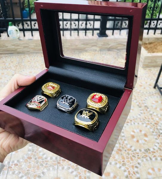 

wrestling 5pcs belt hall of fame team champions championship ring with wooden box sport souvenir men fan gift 2023, Silver