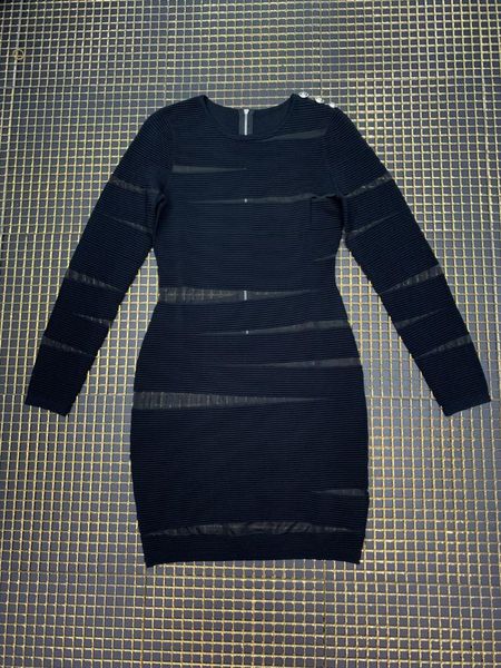 

casual dresses 2021 women black bodycon bandage dress o-neck long sleeve vestidos celebrity evening party, Black;gray