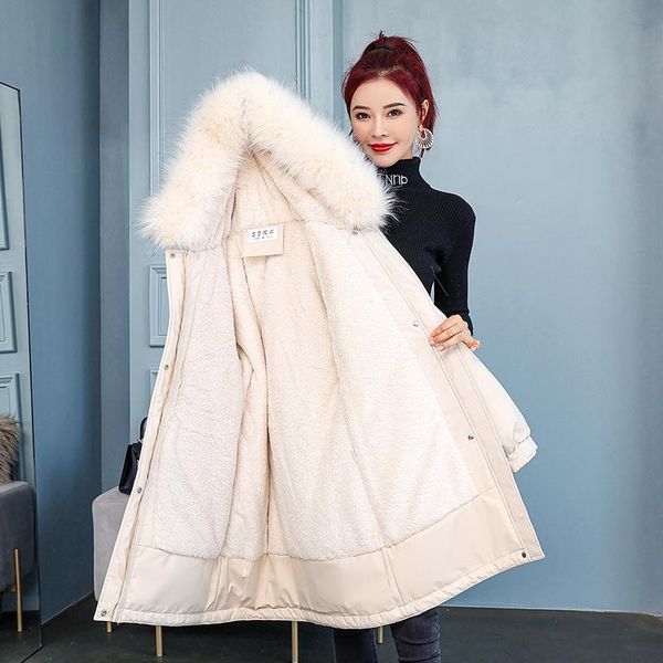 

women's down & parkas plus size long cotton jacket outerwear women loose hooded parka overcoat lady winter female overcoming thicken, Black
