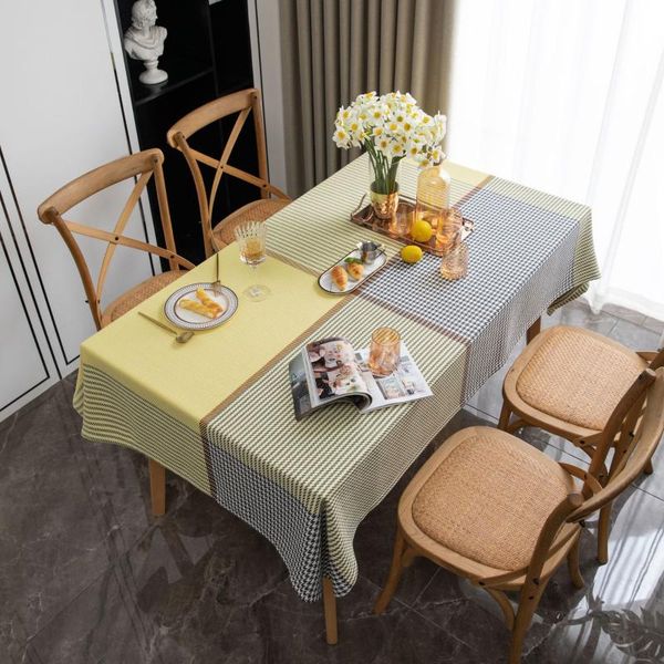 

table cloth dust-proof yarn-dyed jacquard contrast color imitation cotton linen restaurant thickened rectangular tablecloth