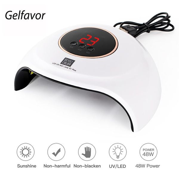 

gelfavor nail drying lamp for manicure 36w uv led dryers gel polish auto sensor usb cable machine