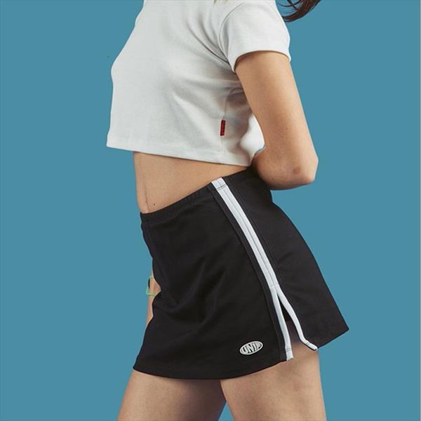

split striped cycling women skirts running femme biker mujer pantalones clothing size vintage clothes summer high waist skirt, Black