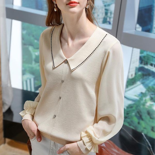 

women's knits & tees 2021 spring autumn ladies sweater slim fit women fashion leisure button elegant female coat, White