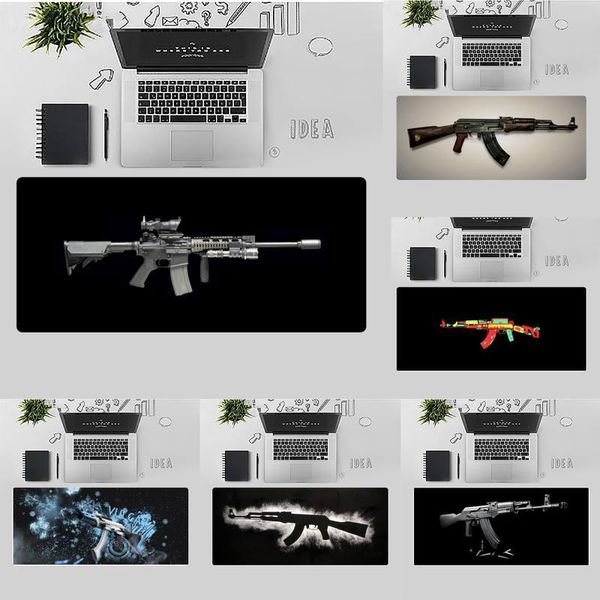 

mouse pads & wrist rests gun diy design pattern game mousepad desk table office work gamer large pad mats non-slip lapcushio