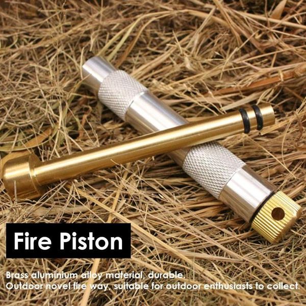 

outdoor gadgets brass fire piston kit emergency tools flame maker starter tube air compression torch camping picnic