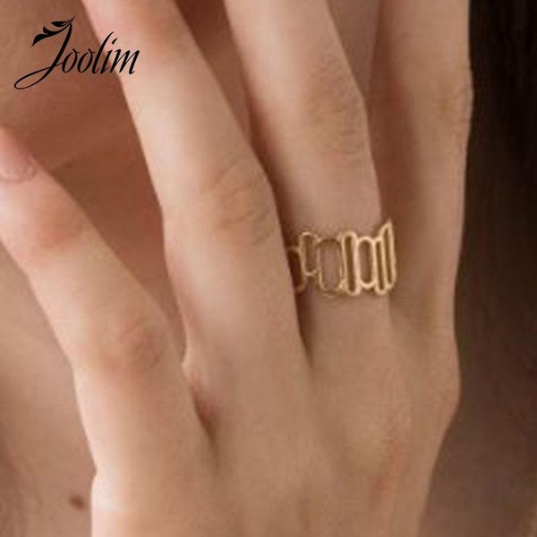 

joolim gold finish contourist hollow stainless steel rings 2021 jewelry cluster, Golden;silver